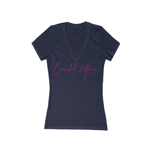 Cricket Mum Short Sleeve Deep V-Neck Tee Pink