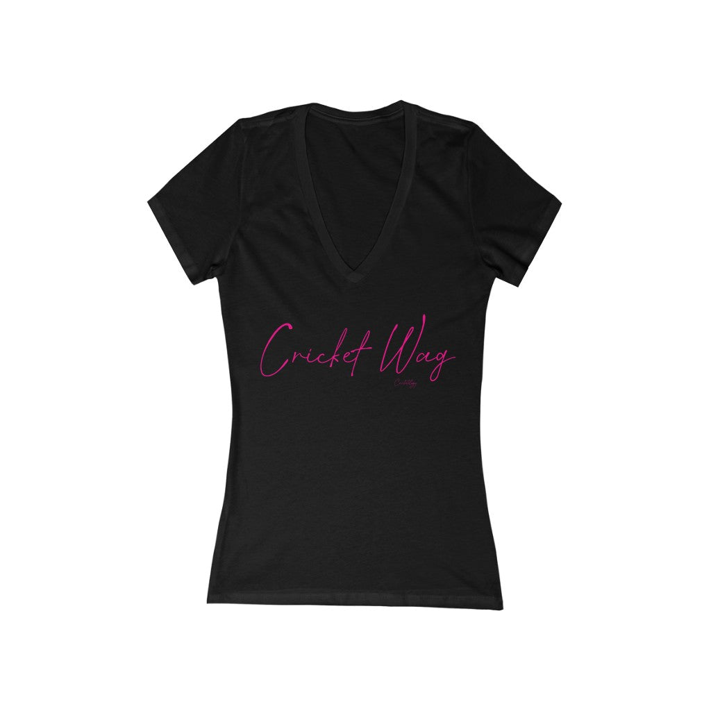 Cricket Mum Short Sleeve Deep V-Neck Tee Pink