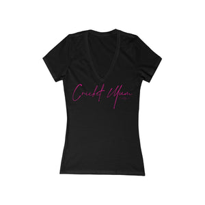 Cricket Mum Short Sleeve Deep V-Neck Tee Pink