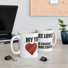 Load image into Gallery viewer, My top three Loves Cricket Mug

