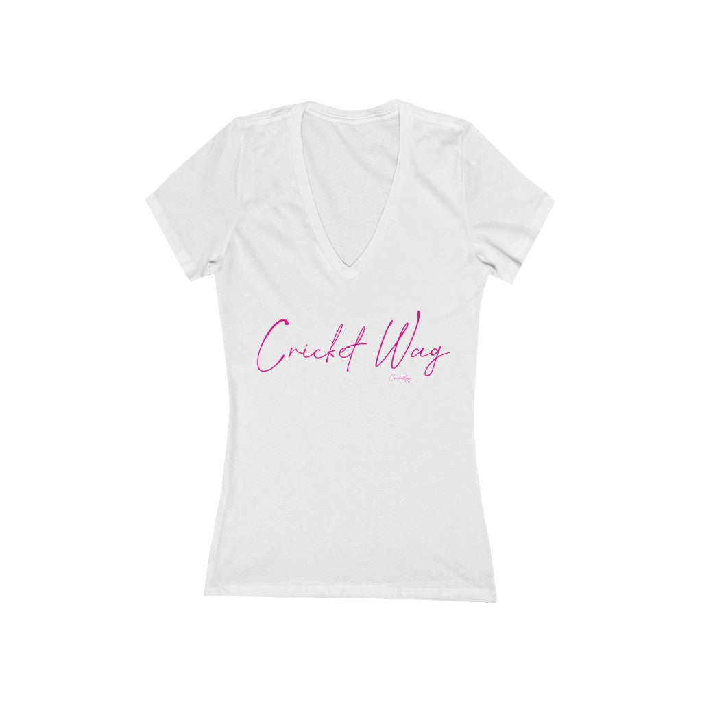 Cricket Mum Short Sleeve Deep V-Neck Tee Pink