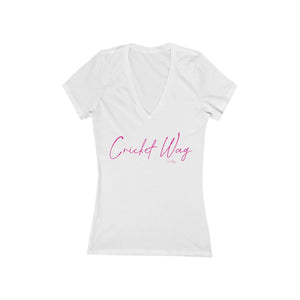 Cricket Mum Short Sleeve Deep V-Neck Tee Pink