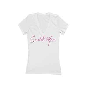 Cricket Mum Short Sleeve Deep V-Neck Tee Pink