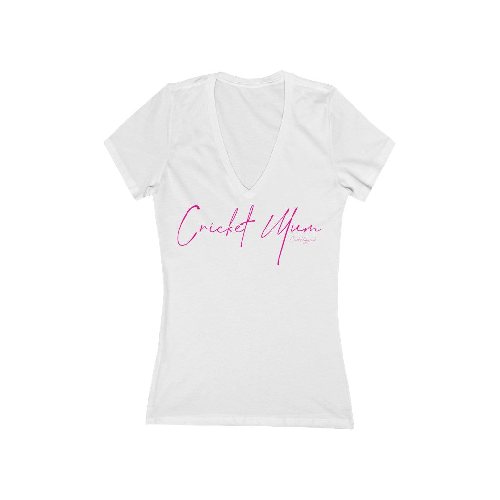 Cricket Mum Short Sleeve Deep V-Neck Tee Pink