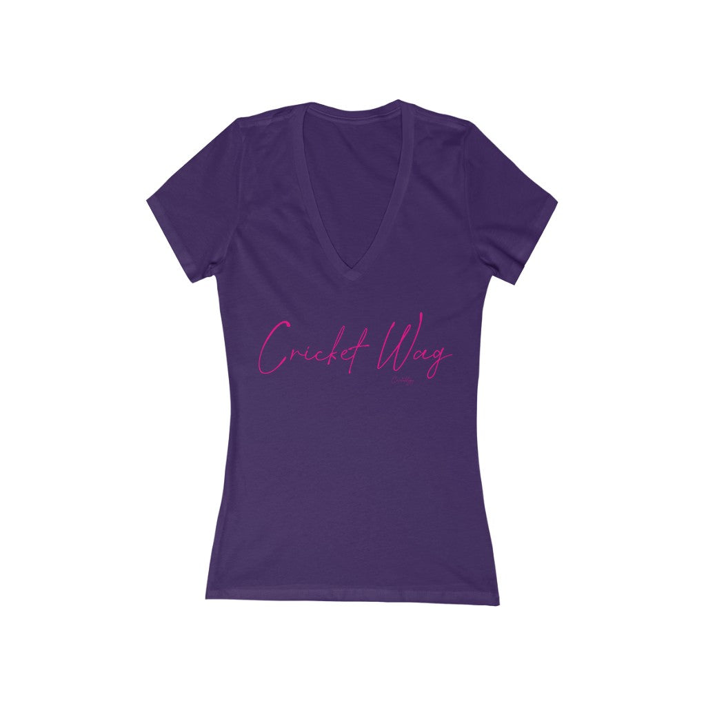 Cricket Mum Short Sleeve Deep V-Neck Tee Pink