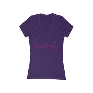 Cricket Mum Short Sleeve Deep V-Neck Tee Pink